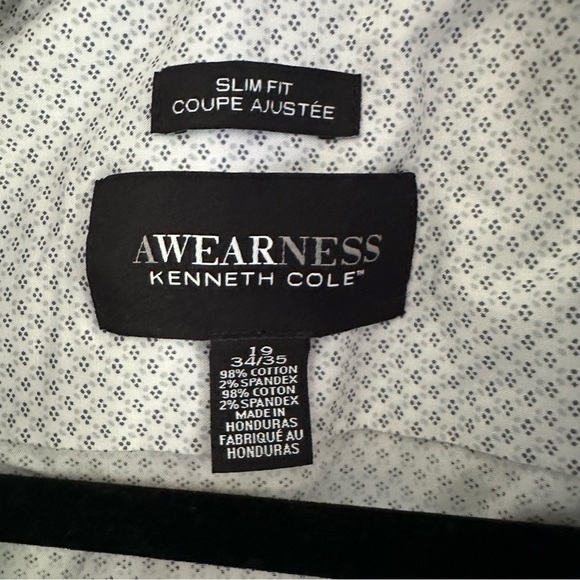Size 19 XXL AWEARNESS Kenneth Cole Slim Fit 4-Way Stretch Button Up Shirt - Picture 5 of 6